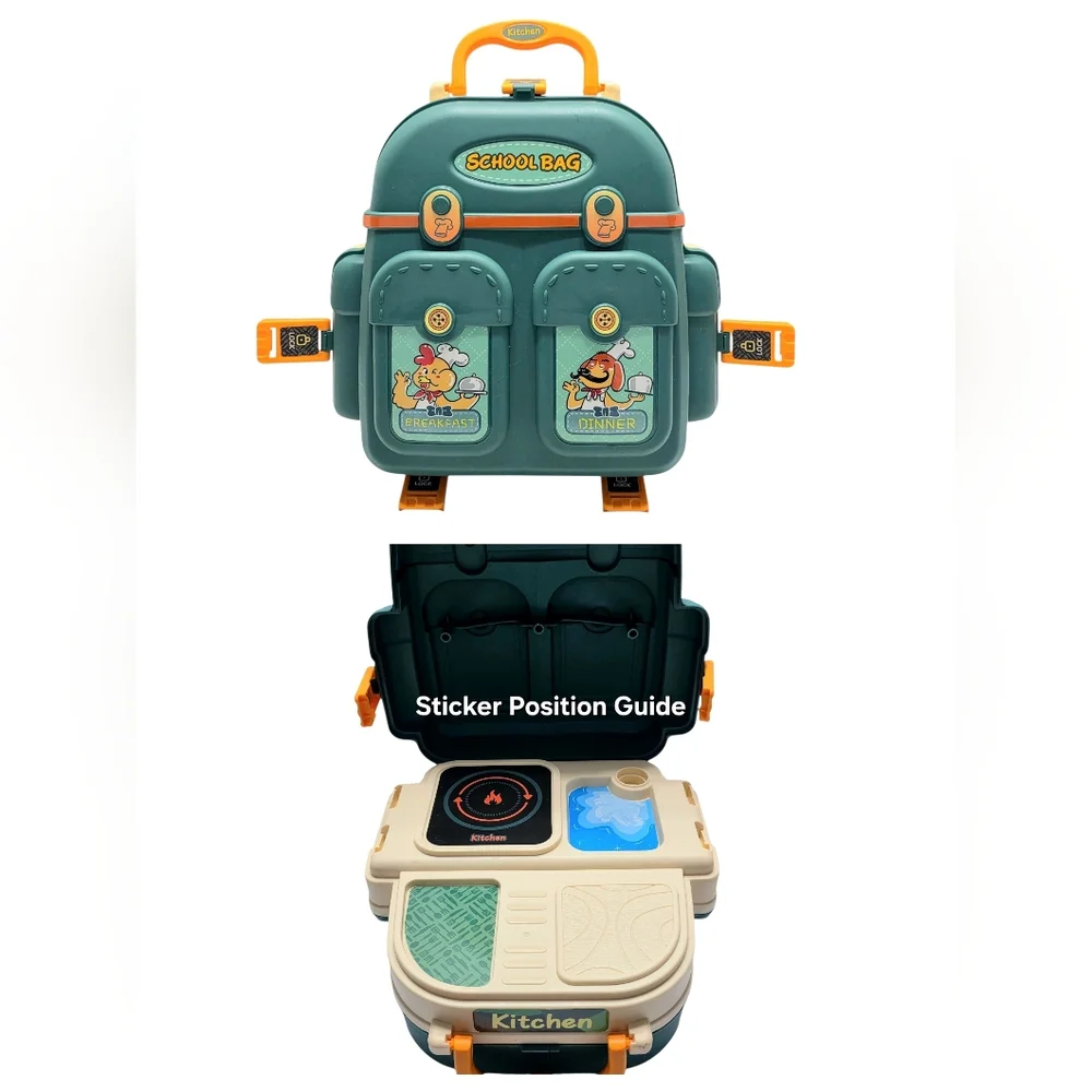3-in-1 Kids Chef Kitchen Playset Backpack & Toddler Pretend Cooking Food Kit